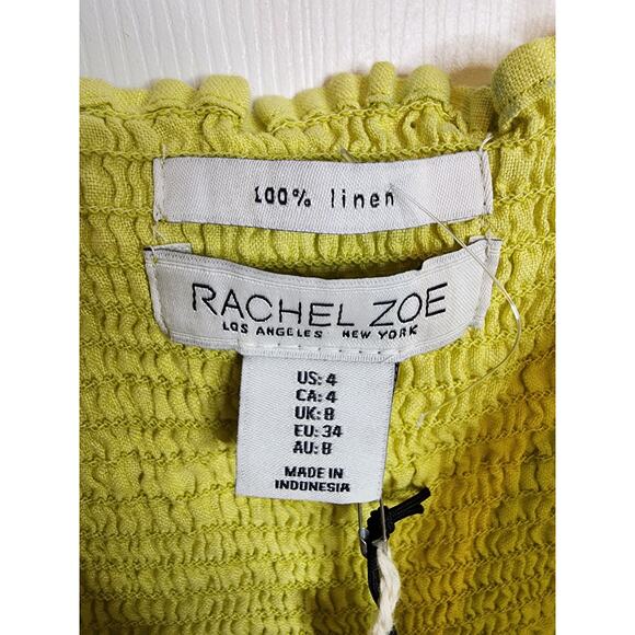 Rachel Zoe 100% Linen Yellow Dress, NWT, Size 4 - Picture 9 of 10